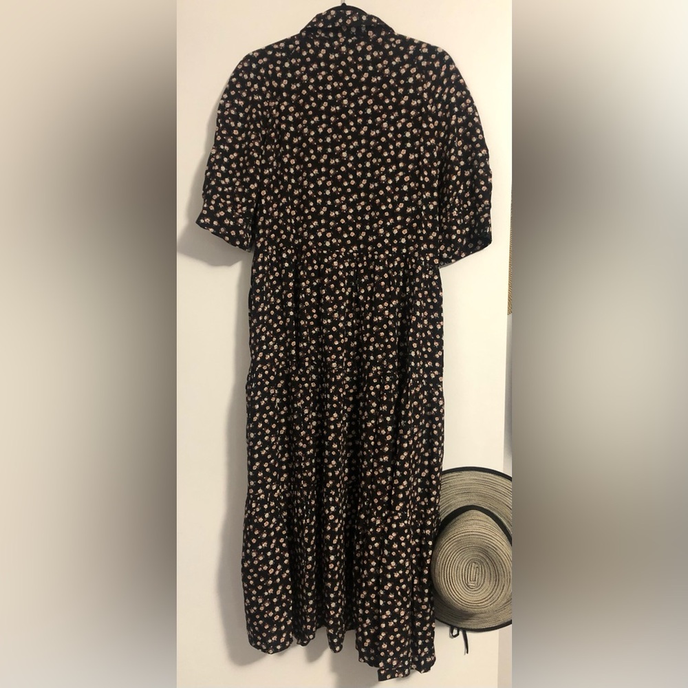 NATURAL LIFE Black Midi Dress with Small Cream Floral Print - Picture 4 of 7